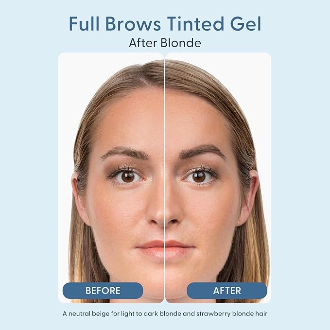 Full Brows Tinted Eyebrow Gel – Tinted Brow Gel for Fuller Eyebrows - Gentle & Safe for Sensitive Skin & Dry Eyes - Ophthalmologist Developed - Vegan, Cruelty-Free, Clean Ingredients (Blonde)