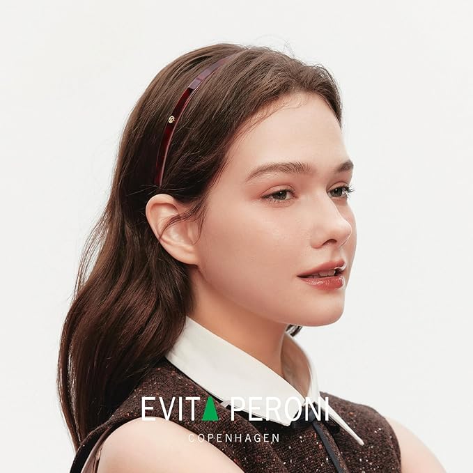 EVITA PERONI Hair Band for Eyewear, No Pressure, Non Slip Fashion Thin Headbands for Women - Bordeaux Red - Hairband for Women's Hair