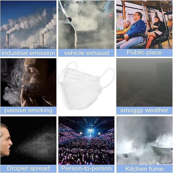 100Pcs KF94 Masks, Individually Wrapped 3D Fish Type Masks for Adult, 4 Layer Protective Face Mask