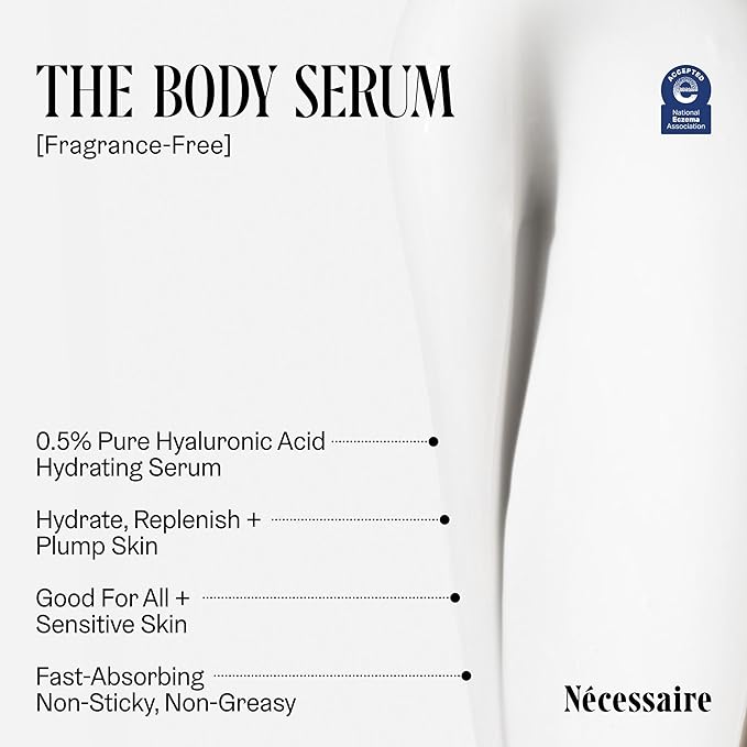 Nécessaire The Body Serum – Fragrance-Free Hydrating Lotion with Hyaluronic Acid + Niacinamide – Fast-Absorbing Body Serum for Sensitive + Eczema-Prone Skin. 1.7fl oz.