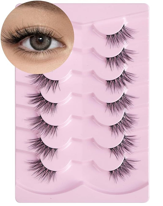 Onlyall Half Eyelashes Corner Lashes Natural Lashes Half Lashes Wispy End Lashes Corner Eyelashes 3/4 Lashes 7 Pairs C18