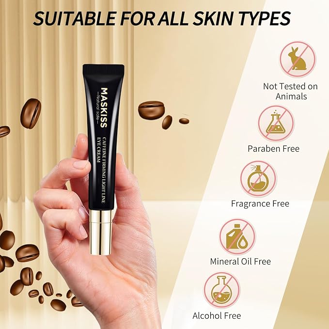 Under Eye Cream for Wrinkles, Skin Renewing Eye Cream With Peptides + Caffeine for Dark Circles and Puffiness, Anti Aging, Reduce Fine Lines and Under EyeBags, Fragrance Free