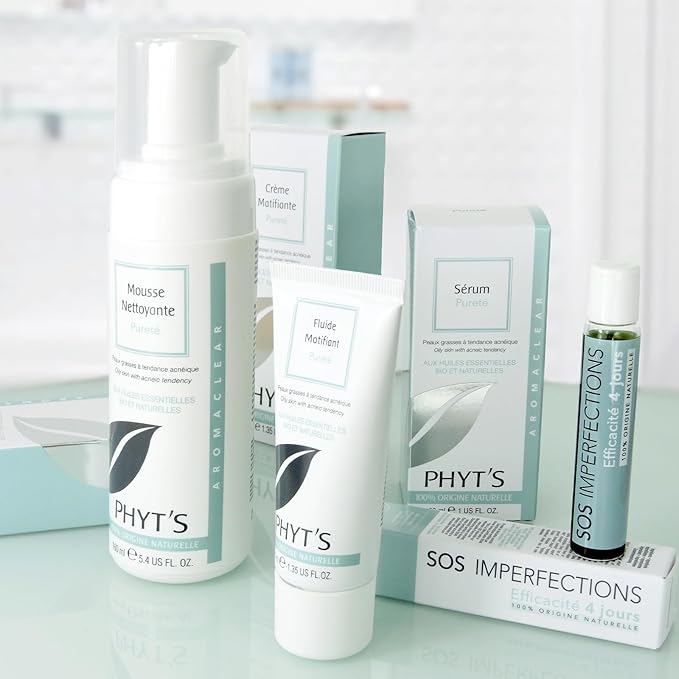 Phyts Purity Mattifying Fluid - Face Moisturizer for Oily Skin - Face Cream with Absorbent Silicas and Essential Oils - Refines Skin Texture - 1.35 oz