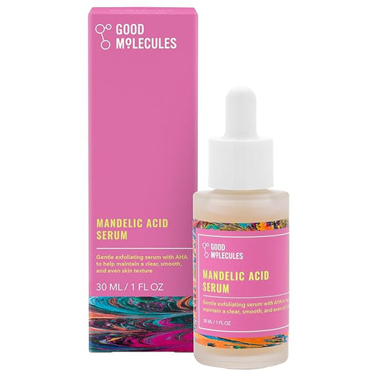 Good Molecules Mandelic Acid Serum - Gentle Face Exfoliator Serum with Ultra Hydrating Hyaluronic Acid - Exfoliating PHAs to Brighten Skin - Skin Care For Face