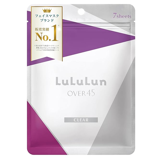 Lululun 7 EA Anti Aging Face Mask for Women & Men, Daily Face Mask Sheet for Clear& Even-Toning Skin, Moisturizing Face Masks Skincare by Iris Root, Seaweed, Protein & Squalene from Japan OVER45 CLEAR