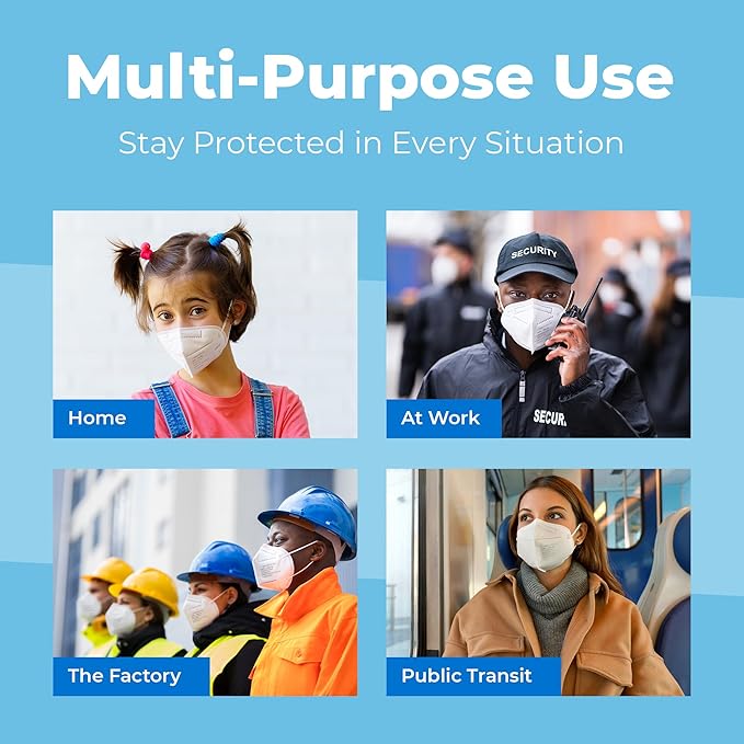 Lyka KN95 Face Masks 50 Pack – 5-Ply Disposable Masks for Dust, Work, Sanding, Painting, Allergies, Lawn & Cleaning