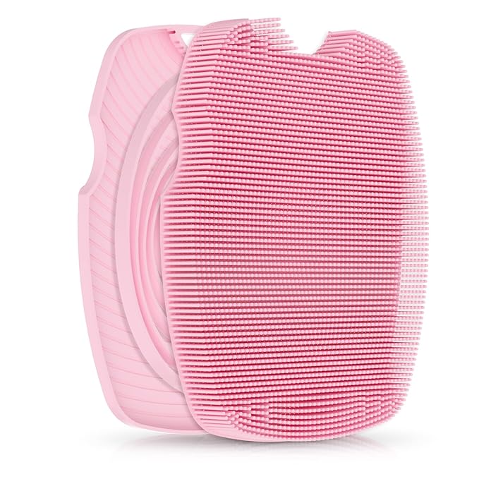 Silicone Body Scrubber - Anti Zinc Infused-Highly Elastic Bristles Exfoliating Body Scrubber for Shower Body,Cellulite Reduction,Blood Circulation - Purple