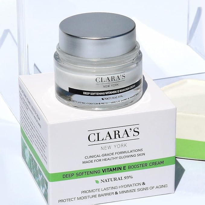 CLARA'S NEW YORK | Deep Softening Vitamin E Skin Barrier Cream | with Panthenol, Macadamia Oil | Healthy Glowing Skin, Rich | Non-sticky, Fast-absorbing Clinical-Grade Formula | 50ml MADE IN USA