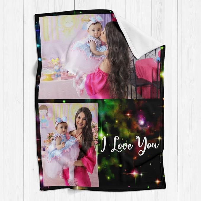Personalized Gifts for Mom, Custom Blanket with Photos, Personalized Photo Blankets Using My Own Photos, Customized Blankets with Pictures, Birthday Gifts for Women Men Baby Child