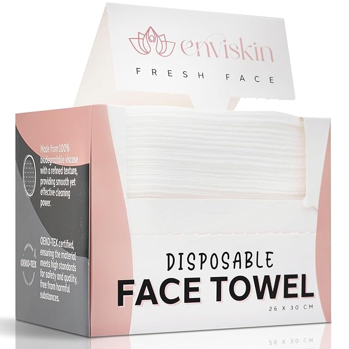 50 Disposable Face Towels Plant-Based Makeup Remover Wipes for Sensitive Skin - XL Ultra Soft Single-Use Dry Facial Towellettes for Daily Skincare Routine, Extra Large Clean Washing Cloths (10"x12")