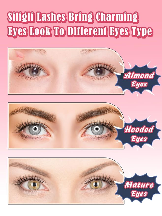 Eyelashes Natural 16mm Cat Eye Lashes Wispy C Curl Strip Lashes False Eyelashes Fluffy Eye Lash 3D Volume Wispy Eyelash Siligli Lash Pack 7 Pair