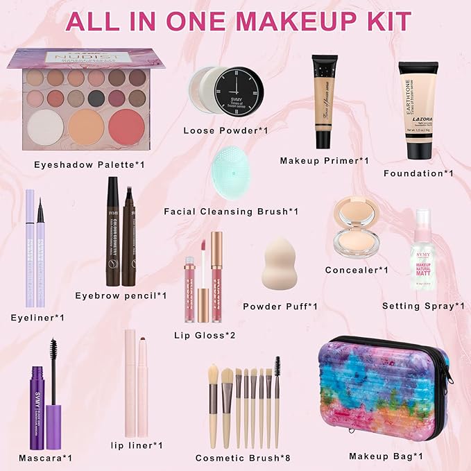 Makeup Set for Teens Makeup Kits for Teens & Girls Women - Travel Makeup Kit for Women Full Kit with Eyeshadow Palette, Lipstick & More, Make Up Set for Teenager Girls