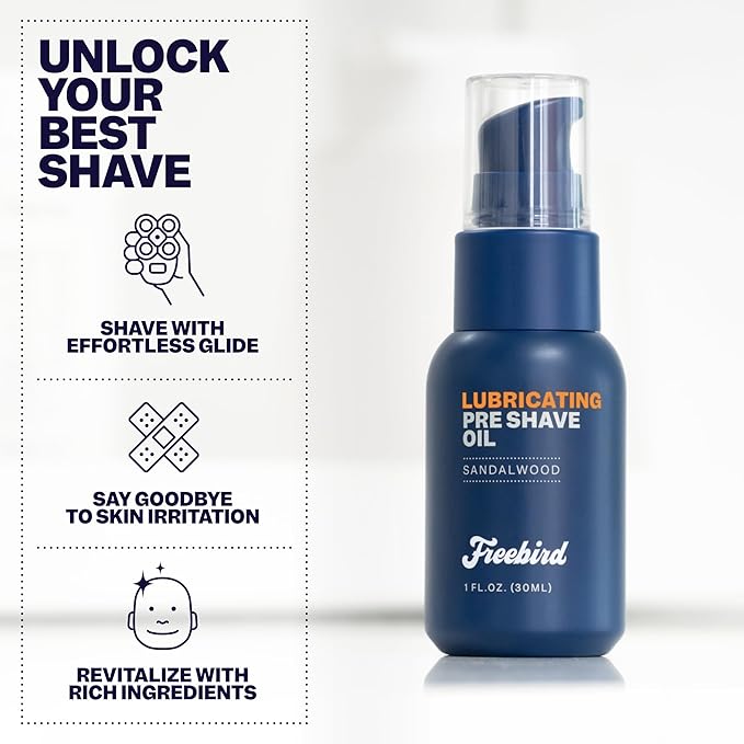 The Freebird Skin Care Bundle - Pre-Shave Oil, Shave Gel, and Aftershave Lotion in Sandalwood