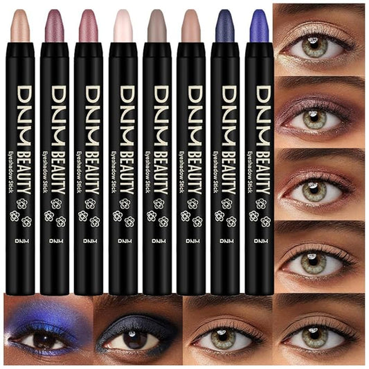 Kaely 8Pcs Cream Eyeshadow Stick Set, Sand Orchid Rose Desert Ginger Caramel Midnight Blue Blue, Matte Shimmer Eyeliner Pencil Eye Shadow Sticks Palette Makeup for Older Women, sombras para ojos 04