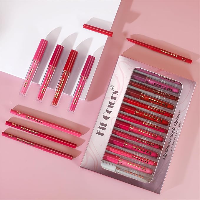 BONNIE CHOICE 13Pcs Matte Liquid Lipstick + Lip Liner Pens Set, 6 Matte Lipstick+6 Matching Smooth Lipliner+ 1Pcs Lip Plumper Makeup Set Kit, Waterproof Long Lasting 24 Hour Lip Makeup Gifts for Women