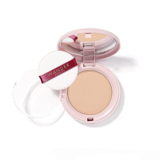 Wander Beauty Wanderlust Powder Foundation - Light - Blurs and Evens Skin Tone - Perfects and Hydrates With Hyaluronic Acid, Aloe, Honeysuckle, & Vitamin E - Lightweight, Buildable Coverage - 0.31 oz
