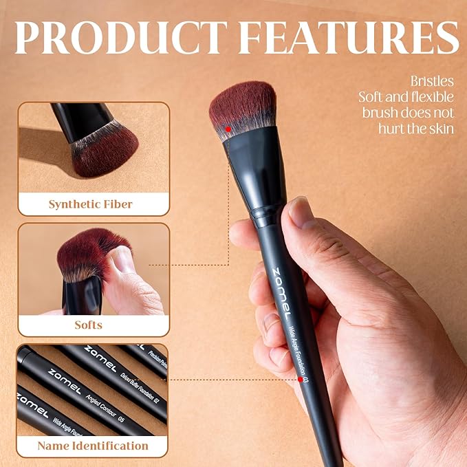 ZAMEL 29pcs Preminum Makeup Brush Set With Holder, Black Soft Bristle Brushes For Foundation,Eyeshadow,Blending,Professional Cosmetic Brush Kit for Women(Gift Idea)