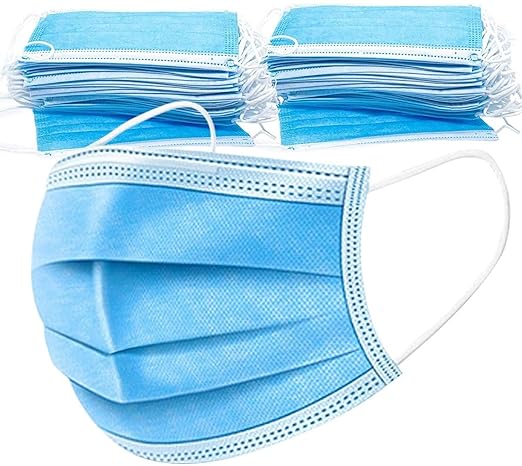 Disposable Face Masks 3-Ply Non-Medical (50 Pack) – Breathable Soft Earloop, Adjustable Nose Clip, Lightweight Dust & Pollen Barrier, Adult Universal Size