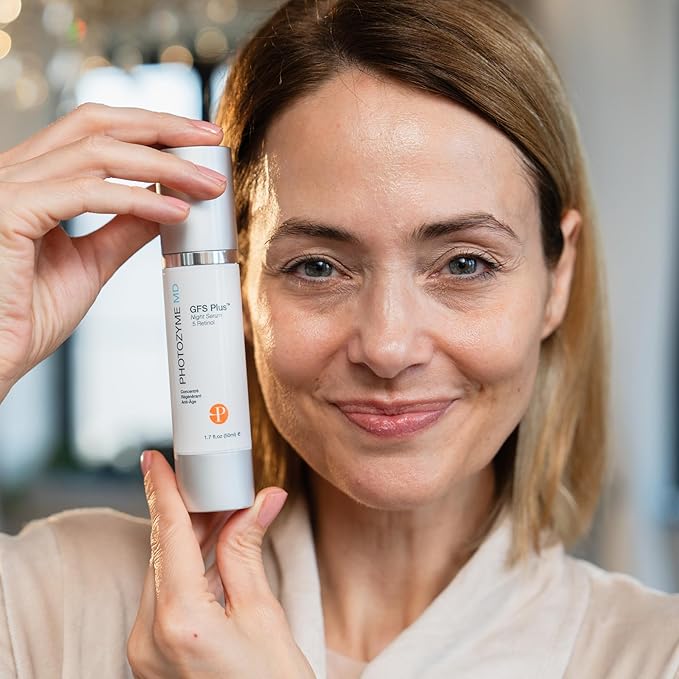 Photozyme DNA Repair Enzymes GFS Plus Facial Night Serum | 0.5% Retinol for Aging Skin, Beauty Skincare Treatment for Fine Lines, Wrinkles, Acne Scars | UV Dark Spot Corrector, Non Irritating | 1.7