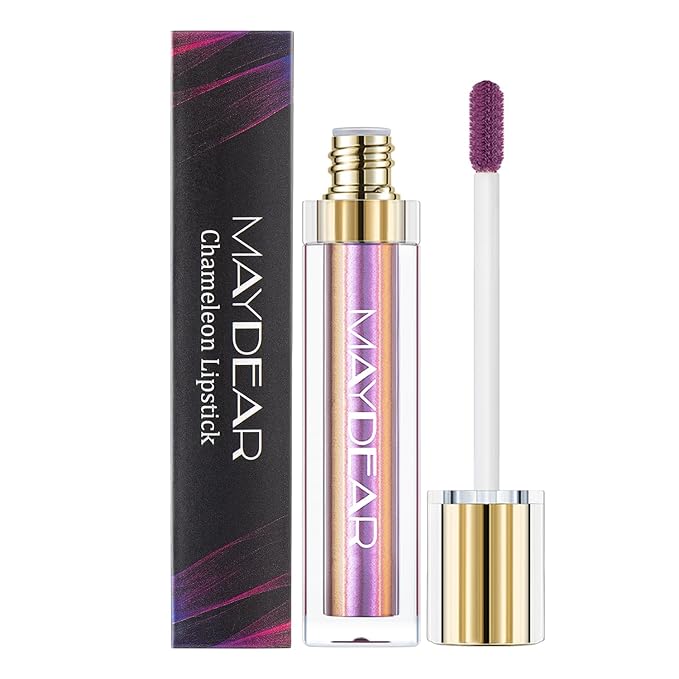 Maydear Chameleon Lipstick – Metallic Multichrome Lipstick, Long-Lasting, Fuchsia Green (08)