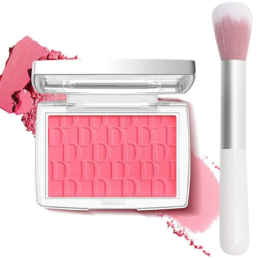 Cherry Blush Powder Blush for Cheeks with Brush, Matte Blush Palette Blush Powder Face Blusher, Natural Blendable Formula Silky Lightweight Makeup Blush Rubores de Maquillaje, 015#