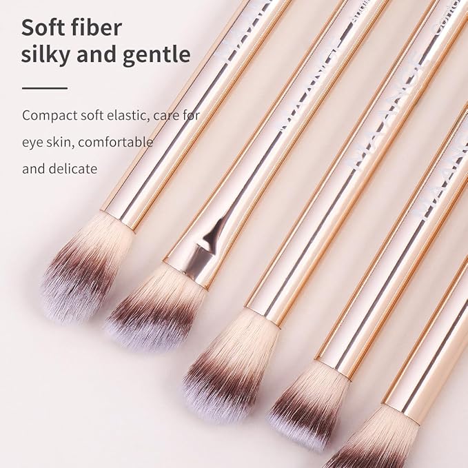 MAANGE 13 Pcs Makeup Brushes with Bag, Multi-functional Eye Makeup Brush Set Professional Blending Eyeshadow Concealer Eyebrows Eyeliner (Gold)