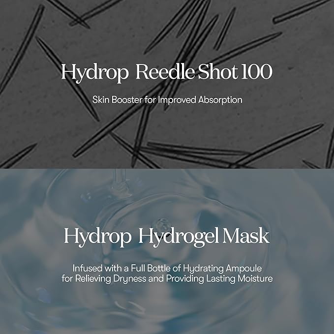 VT COSMETICS Hydrop Reedle Shot 100hl 2-Step Hydrogel Mask(34.5gx4ea), Intensive Hydrating, Exosome Hyaluronic Acid, Dewy & Glass Skin, Overnight Melting Mask, Korean Facial Mask