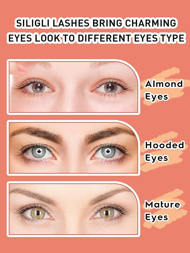 Natural Cat Eyelashes False Lashes Wispy 14mm False Eyelashes Natural Look 0.1MM Thin Band Strip Lashes Pack C Curl Fake Eyelashes Wispy Cat Eye Lashes 3D Volume Siligli Lashes 7 Pair