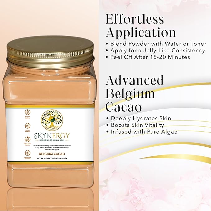 Belgium Cacao Jelly Mask - Professional Grade HydroGlo - Peel Off Face Mask for Skin Hydration, Radiance, Reduced Fine Lines & Pigmentation Vajafacial Jelly Mask | 12 Applications (30 fl oz)