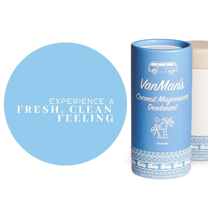 VanMan Coconut & Magnesium Deodorant Stick - Natural Aluminum Free Deodorant for Women & Men - Effective Odor Control for Delicate Skin - With Tallow, Shea Butter & Coconut Oil - 2.2 oz Unscented