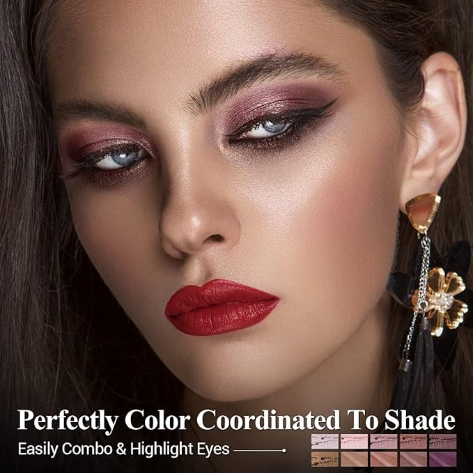 10PCS Eyeshadow Stick Set, Shimmer And Neutral Brown Metallic Eye Shadow sticks,Cream Eyeshadow Pencil Crayon with Smudge-proof & Waterproof,Eye Brightener Stick Makeup Sets