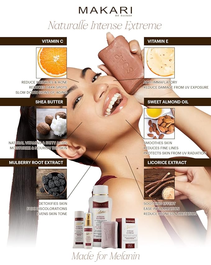 MAKARI Naturalle Intense Extreme Gift Set Rejuvenating Skin Care Products with SPF15 for Dry to Normal Complexion, 4 Piece Botanical Facial Kit for Women