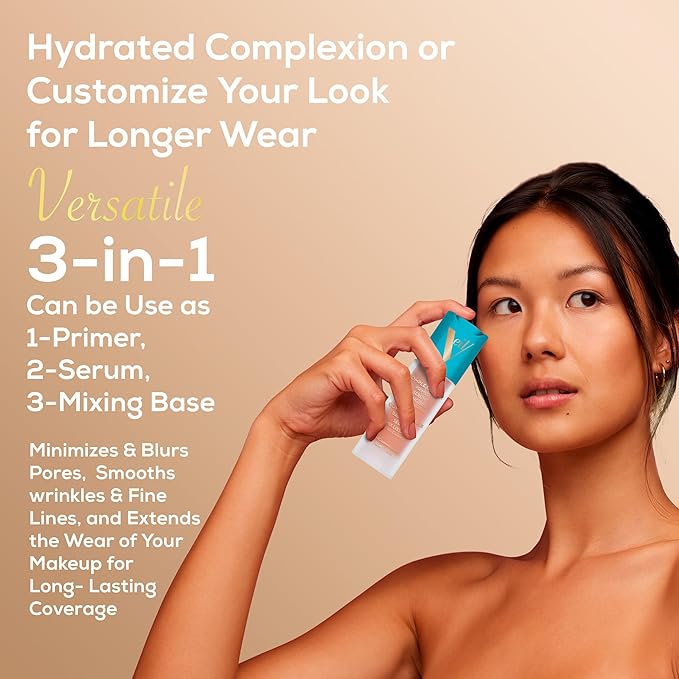 Veil Cosmetics Complexion Fix 3-in-1 Primer - Serum, Mixing Base, Primer - Pore Minimizing - Hydrate, Brighten & Soothe - Smooths Wrinkles & Fine Lines - Extend Makeup Wear - Vegan - Beautiful Skin