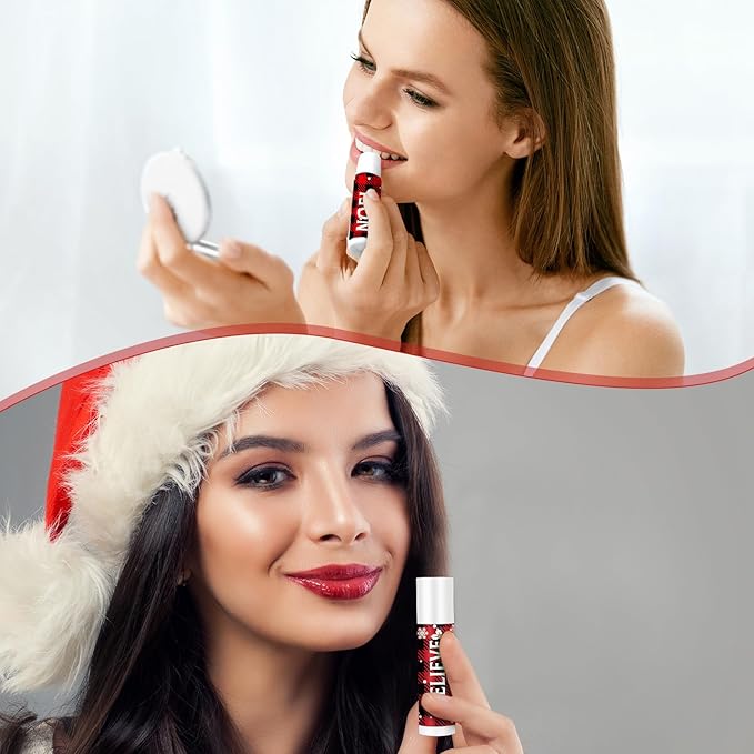 Sosation 40 Pcs Christmas Flavored Lip Balm Bulk Holiday Christmas Stocking Gift Set Celebrate Lip Balm Stick Beauty Lip Care