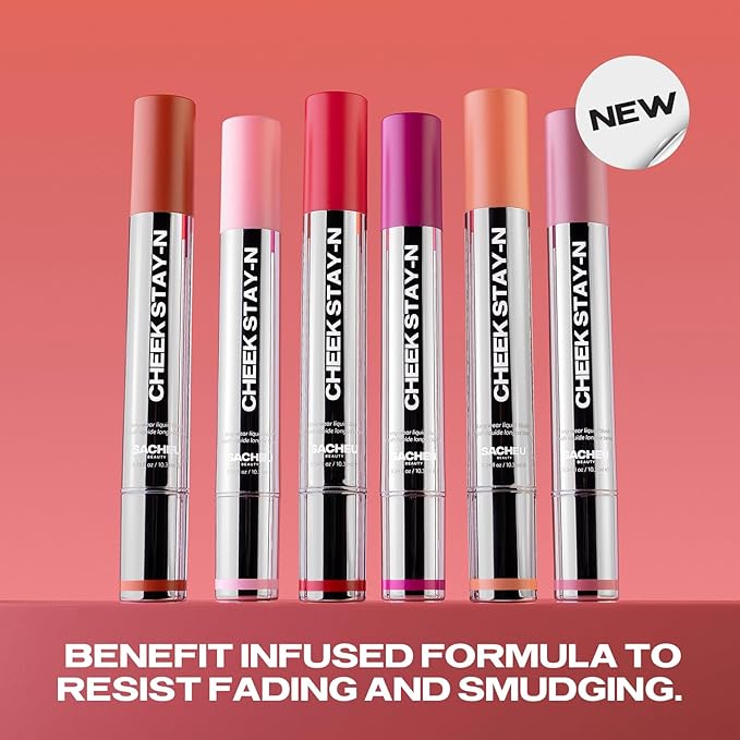 Sacheu Cheek STAY-N Liquid Blush for Cheeks — High Pigment, Buildable, Lightweight Cream Blush Infused With Squalane, for Dewy Radiant Flushed Cheeks — Long-lasting & Cruelty Free, Sugar & Spice Duo