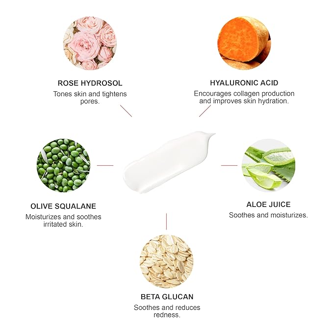 100% PURE Rose Water Hydrating Milk Face Moisturizer Natural Care Hyaluronic Acid, Squalene Replenish Suppleness Dry Dehydrated Skin - Vegan - 1.7oz