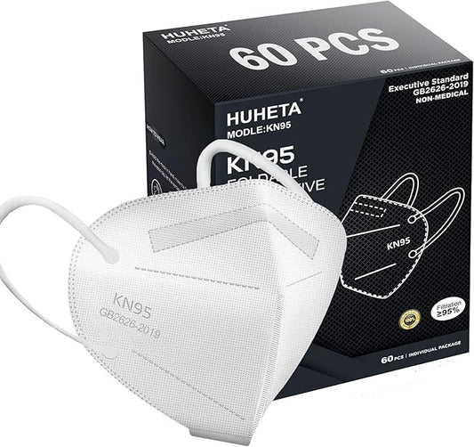 HUHETA KN95 Mask, 5 Ply Protective Dispoasable Masks Filter Efficiency≥95%