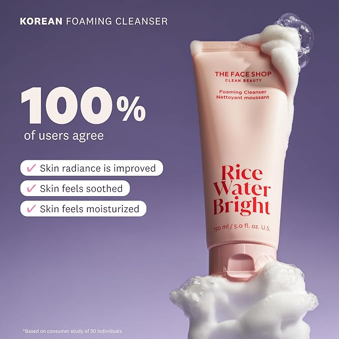 The Face Shop Rice Water Bright Double Cleansing Duo Set with Ceramide, Korean Skin Care, Gentle Face Wash & Pore Control Cleansing Oil, Hydrating, Moisturizing, Vegan Facial Cleanser, Makeup Remover