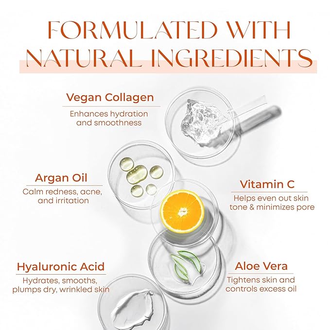 Vitamin C Serum with Collagen - Anti-Aging & Dark Spot Remover - Dermatologist Tested Korean Skincare for Brightening & Acne - Clean Beauty, Cruelty-Free, All Skin Types - 1.69oz (2-Pack)