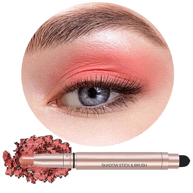 Light Pink Eyeshadow Stick Makeup, Highlighter Cream Eye Shadow Pencil, Waterproof Hypoallergenic Long Lasting Matte Crayon, Glitter Primer Palette Shimmer Eyeliner Pen