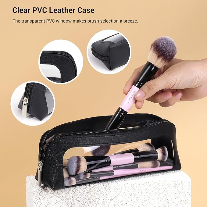 MAGEFY Makeup Brushes 12Pcs with Bag, Double-End Multi-functional for Foundation Powder Blush Eyeliner Eyeshadows brushes with Gift Box,Pink