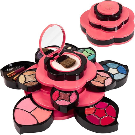 Toysical Makeup Kit for Teens - Flower Palette Gift Set for Teen Girls and Women - Makeup for Girls 10-12 - Petals Expand to 3 Tiers - Variety Shade Array - Full Starter Kit for Beginners