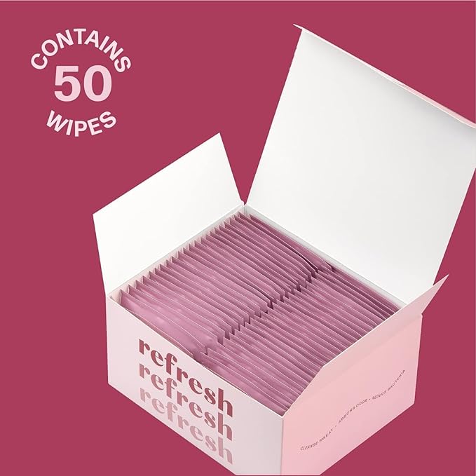 Deodorant Wipes - A Fresh Start When You’re On the Go - Aluminum, Paraben, and Sulfate Free - Rose Scent - 50 Individually Wrapped Wipes