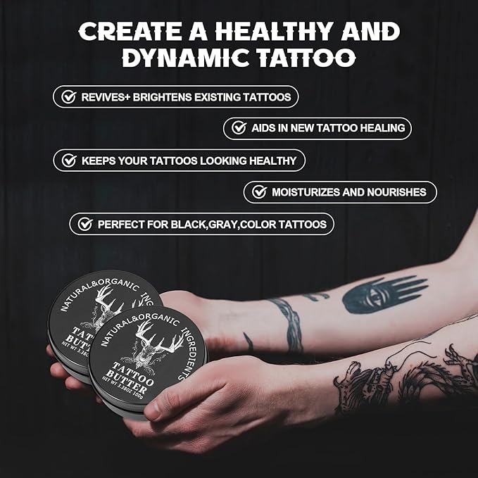 Tattoo Balm & Aftercare Cream- Color Enhancement that Revives Old Tattoos, Hydrates New Tattoos, Made With Clean Ingredients + Petroleum Free, Daily Tattoo Lotion Moisturizer & Brightener