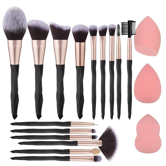 111 Black makeup brushes and makeup sponges 18pcs makeup tool set makeup brushes set natural synthetic eye shadow foundation make-up facial mixed powder blusher concealer eye makeup brush set