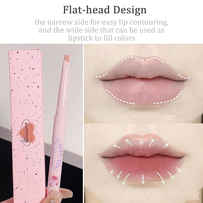 5 Colors Lip Liner Pen Set, 5pcs Nude Pink Lipstick Set, Longwear Waterproof Creamy Matte Finish Lip Pencil for Defines Perfect Lip Shape
