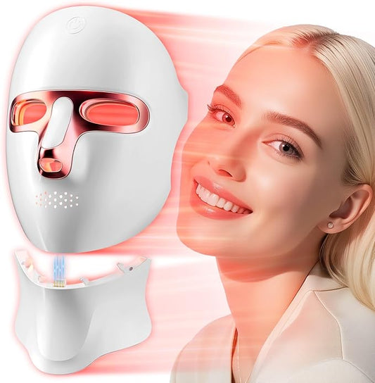 Red Light Therapy Mask for Face,Cordless LED Face Mask Light Therapy with Neck Device,USB C Rechargeable,Infrared Light Therapy Mask for Home Working Travel Yoga Sleep.