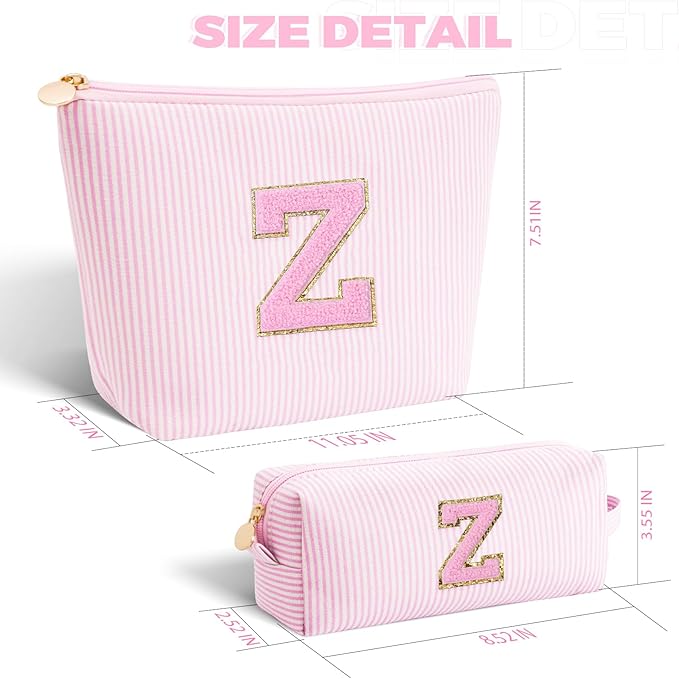 Personalized Makeup Bag for Women Girls - Fashion Cosmetic Bag Trendy Travel Toiletry Bag with Initials Letter - Teen Gifts - Pink,Z