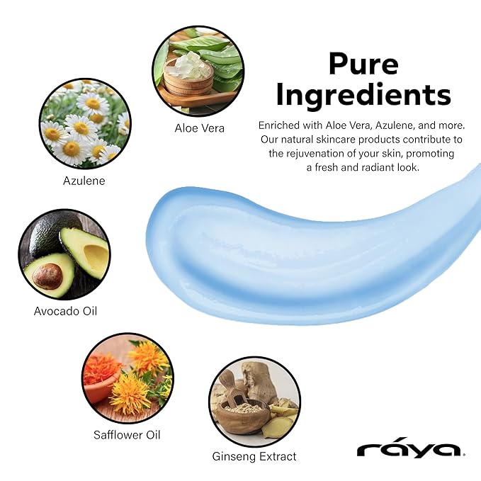 Raya Azulen Cream (301) | Moisturizing Day and Night Face Cream for Combination and Sensitive Skin | Refines, Tones, and Tightens | Made with Soothing Azulene