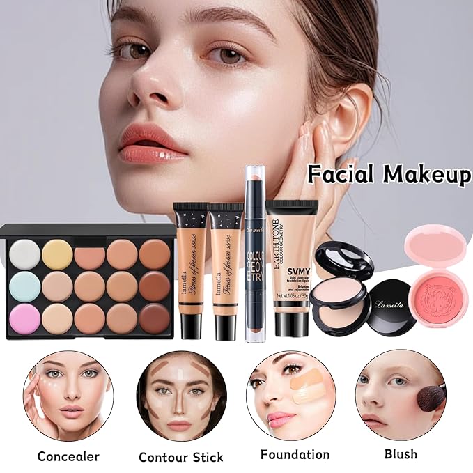 All in One Makeup Kit for Women Full Kit, 41PCS Professional Makeup Kit, Foundation Eyeshadow Lipstick Eyeliner Brush set, Complete Make Up Gift Set for Beginners and Professionals Alike